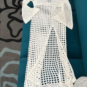 Elegant White Crochet Swim Coverup
